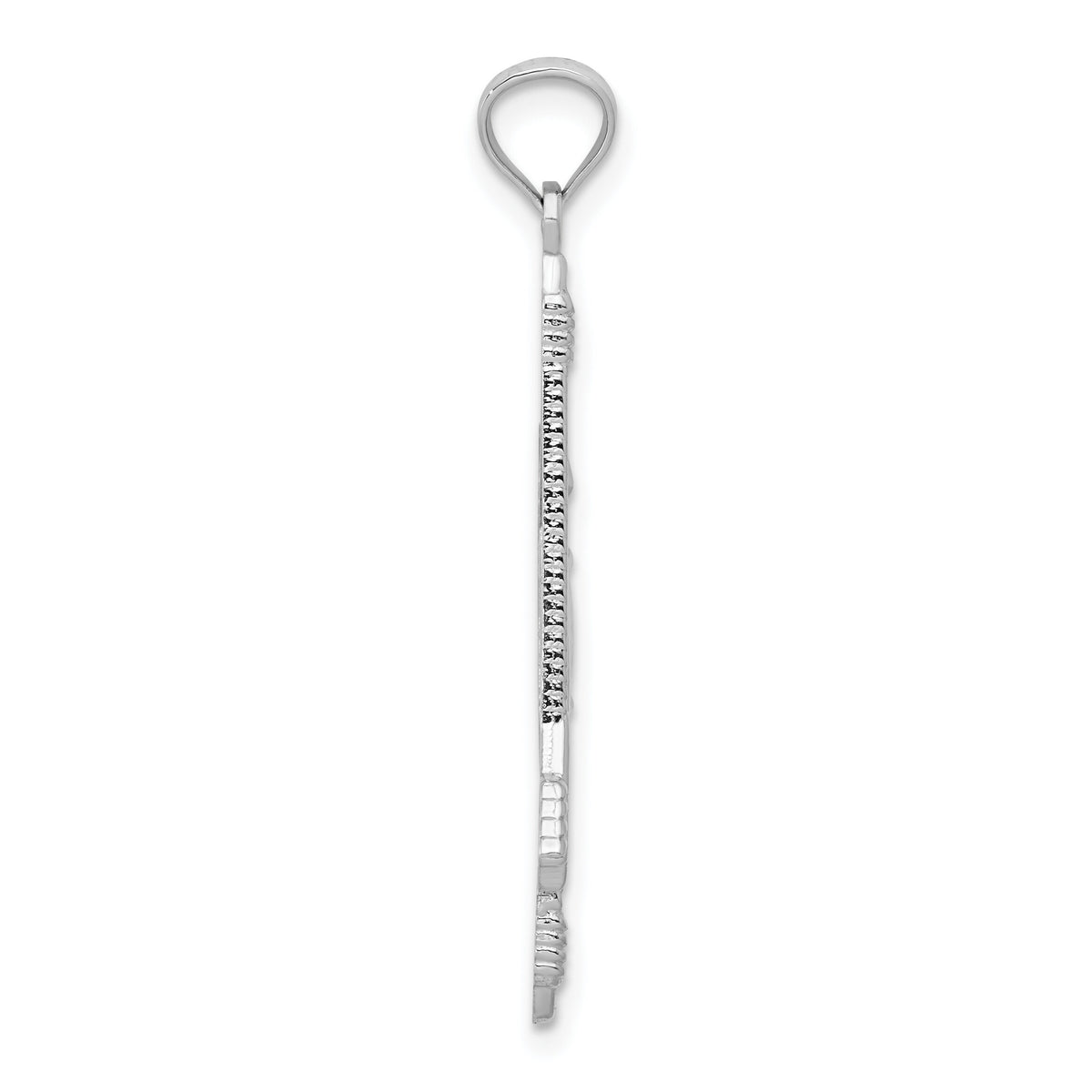 14k White Gold Polished and Textured Bow and Arrow Pendant-K5407