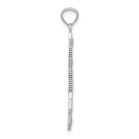 14k White Gold Polished and Textured Bow and Arrow Pendant-K5407