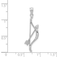 14k White Gold Polished and Textured Bow and Arrow Pendant-K5407