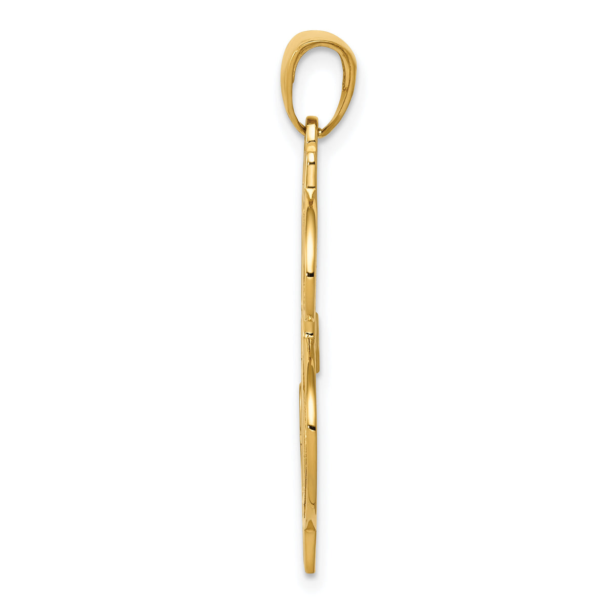 14K Gold Polished and Textured Dollar Sign Pendant-K5408