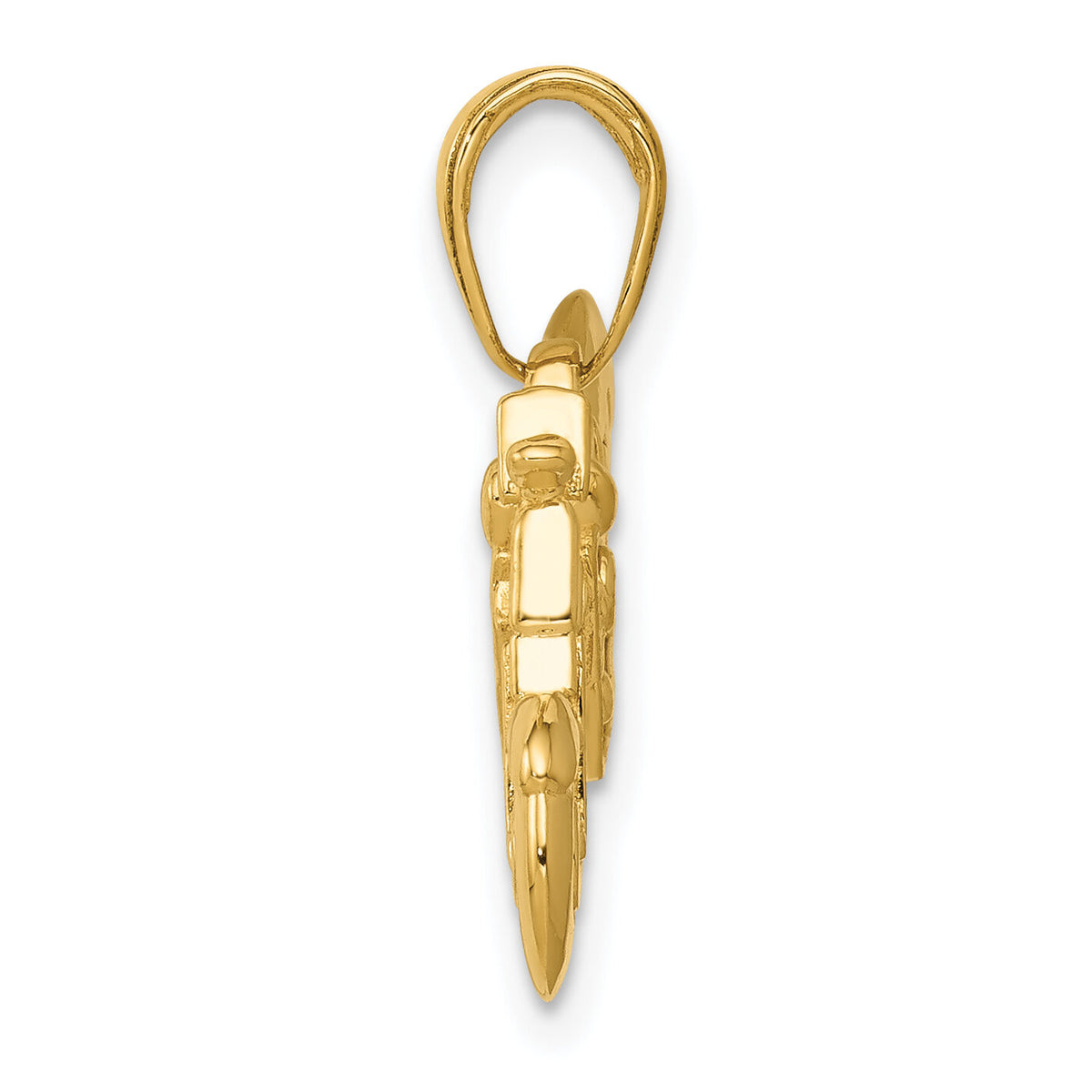14K Gold Polished / Textured 3-D Motorcycle Pendant-K5411