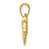 14K Gold Polished / Textured 3-D Motorcycle Pendant-K5411