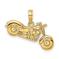 14K Gold Polished / Textured 3-D Motorcycle Pendant-K5411