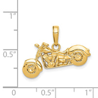 14K Gold Polished / Textured 3-D Motorcycle Pendant-K5411