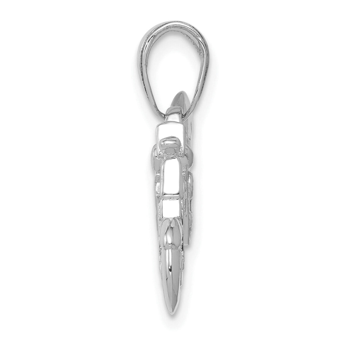 14K White Gold Gold Polished / Textured 3-D Motorcycle Pendant-K5411W