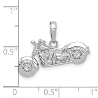 14K White Gold Gold Polished / Textured 3-D Motorcycle Pendant-K5411W