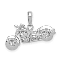 14K White Gold Gold Polished / Textured 3-D Motorcycle Pendant-K5411W