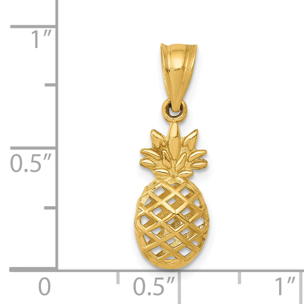 14k Polished 3D Pineapple Pendant-K5419