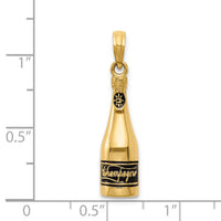 14K Polished 3-D Enameled Champagne Bottle Pendant-K5421