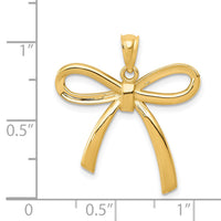 14k Gold Polished Ribbon Bow Pendant-K5422