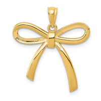 14k Gold Polished Ribbon Bow Pendant-K5422