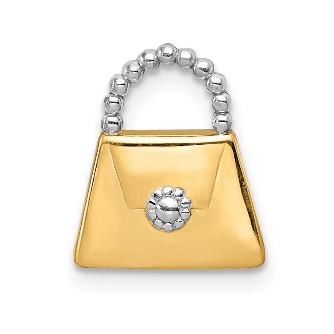14K and Rhodium Purse Slide Pendant-K5426