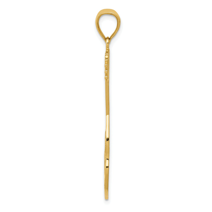 14k Large Guitar w/Strap Textured Pendant-K5428