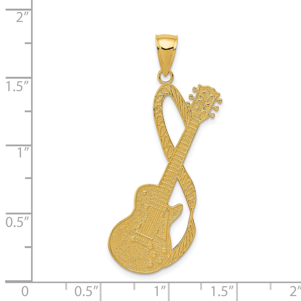 14k Large Guitar w/Strap Textured Pendant-K5428