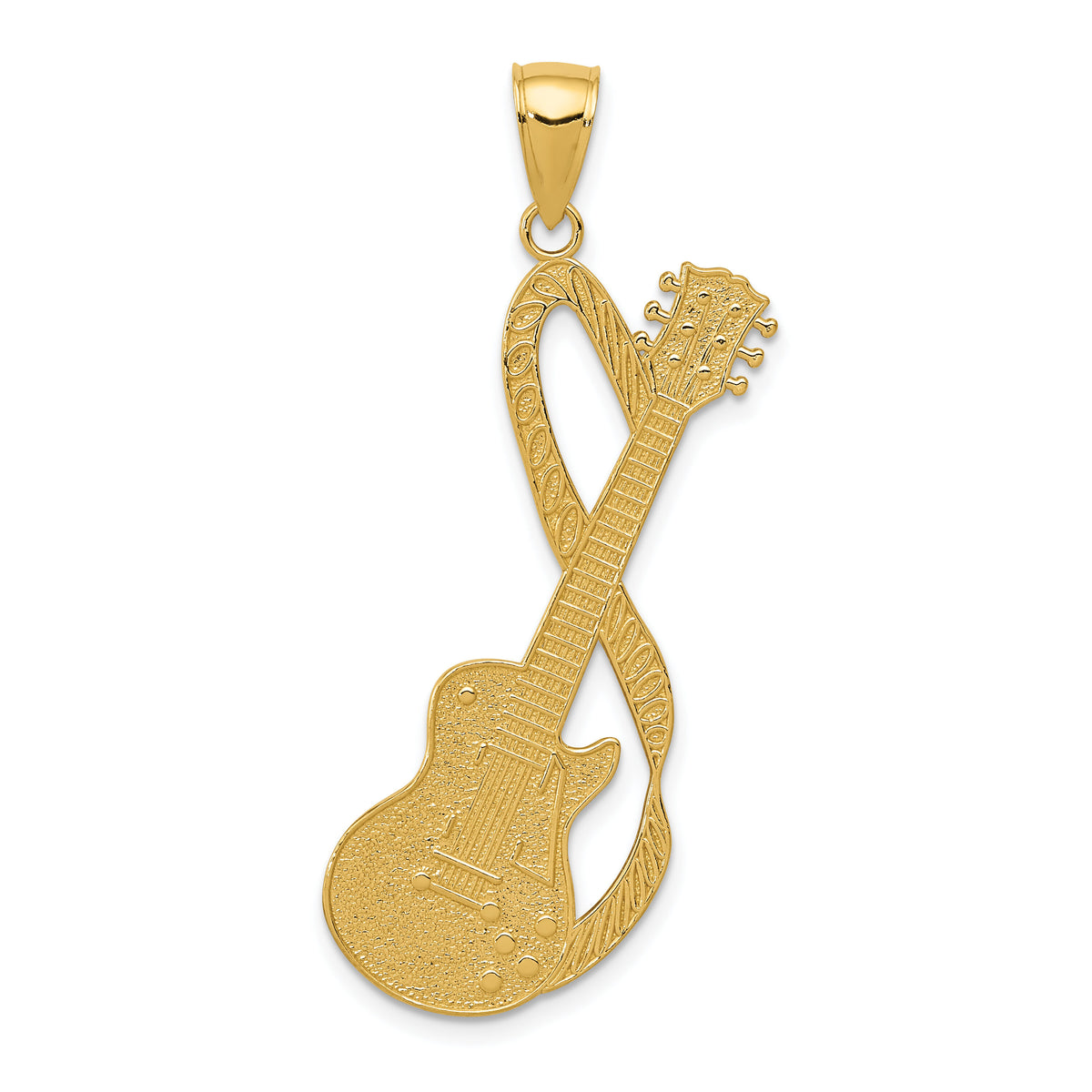 14k Large Guitar w/Strap Textured Pendant-K5428