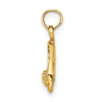 14K Gold 3D Polished Textured Ballerina Slippers Charm-K5430
