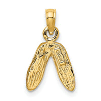 14K Gold 3D Polished Textured Ballerina Slippers Charm-K5430
