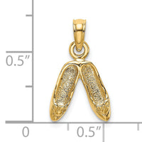 14K Gold 3D Polished Textured Ballerina Slippers Charm-K5430