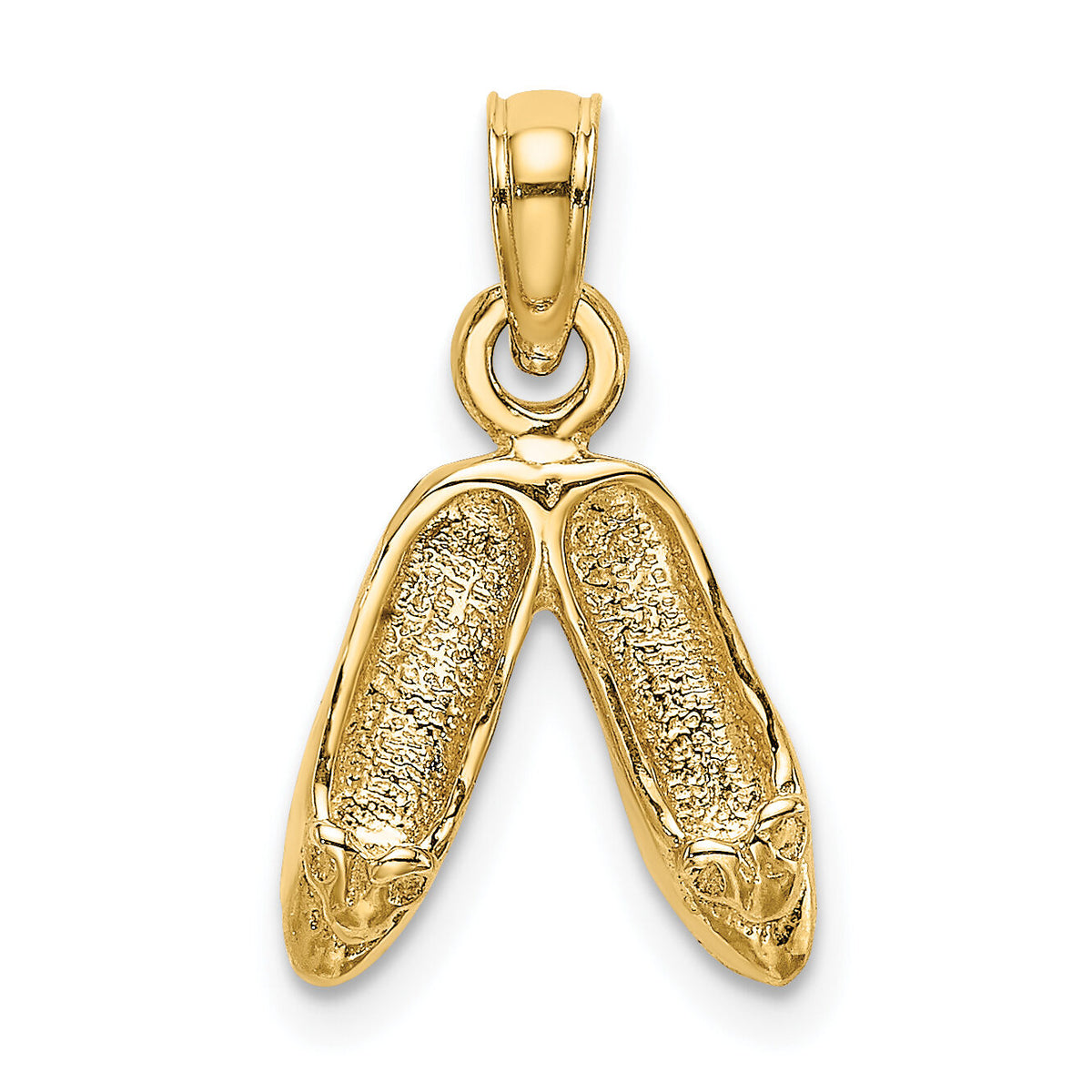 14K Gold 3D Polished Textured Ballerina Slippers Charm-K5430
