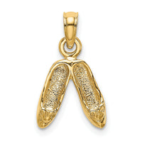 14K Gold 3D Polished Textured Ballerina Slippers Charm-K5430