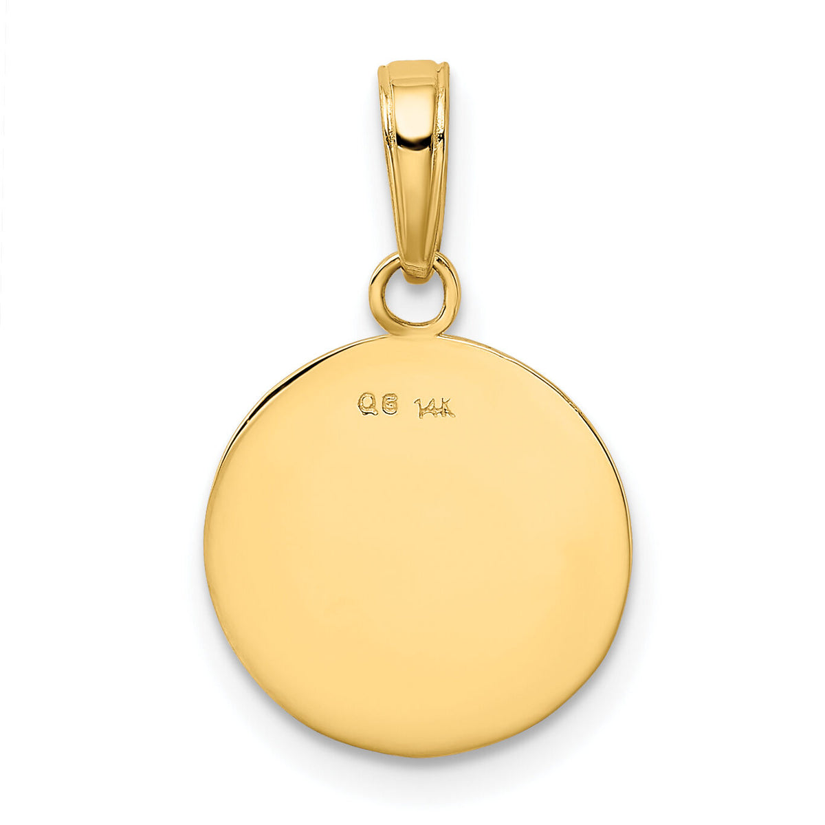 14K Gold Polished Baseball Closed Back Pendant-K5432
