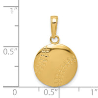 14K Gold Polished Baseball Closed Back Pendant-K5432