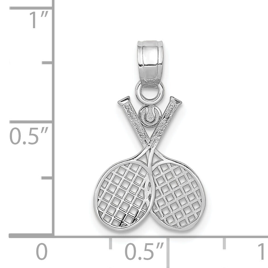 14k White Gold Double Tennis Racquet Charm-K5436