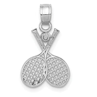 14k White Gold Double Tennis Racquet Charm-K5436