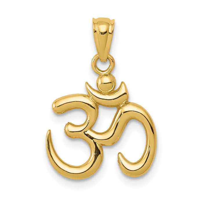 14k Gold Polished Om Symbol Pendant-K5437