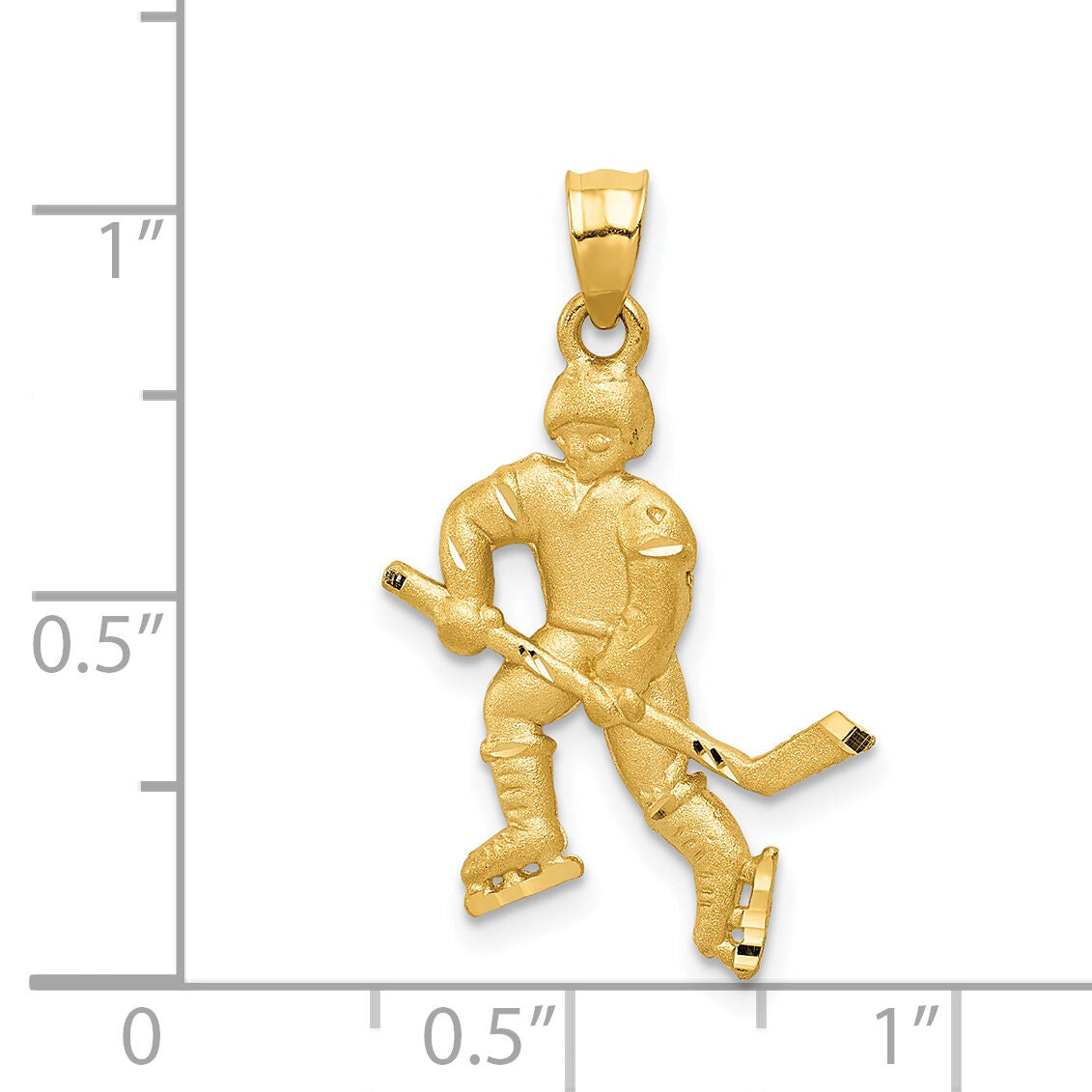 14K Satin D/C Hockey Player Pendant-K5440