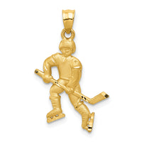 14K Satin D/C Hockey Player Pendant-K5440