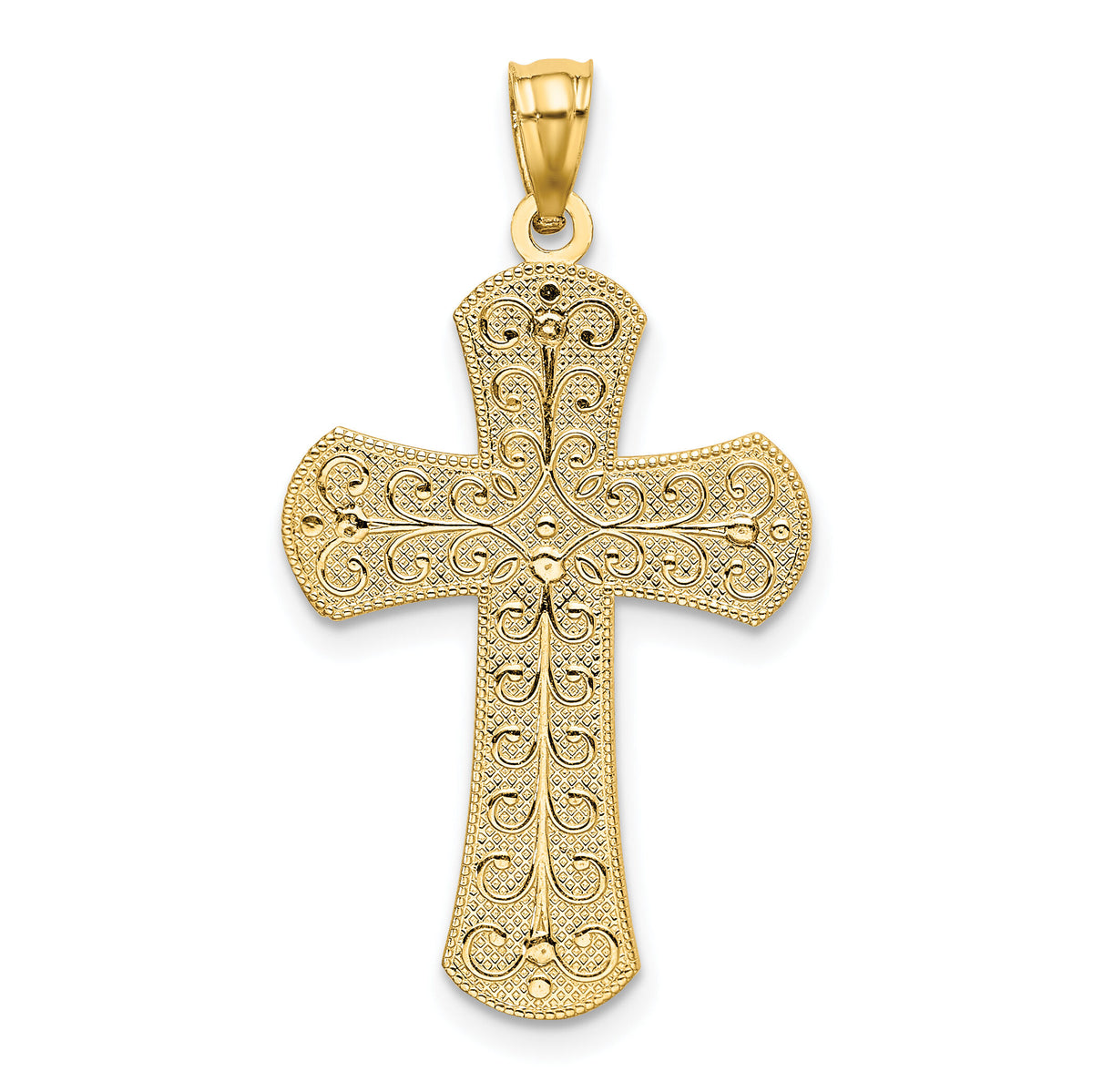 14K Two-tone Polished 2 Level Cross Pendant-K5445