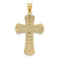 14K Two-tone Polished 2 Level Cross Pendant-K5445