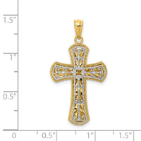 14K Two-tone Polished 2 Level Cross Pendant-K5445