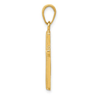 14K Polished Cross With Striped Border Pendant-K5447