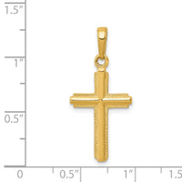 14K Polished Cross With Striped Border Pendant-K5447