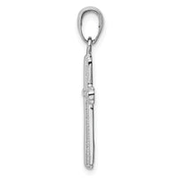 14K White Gold Polished Cross With Striped Border Pendant-K5447W