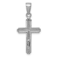 14K White Gold Polished Cross With Striped Border Pendant-K5447W