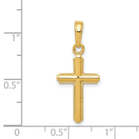 14K Polished Cross With Striped Border Pendant-K5448