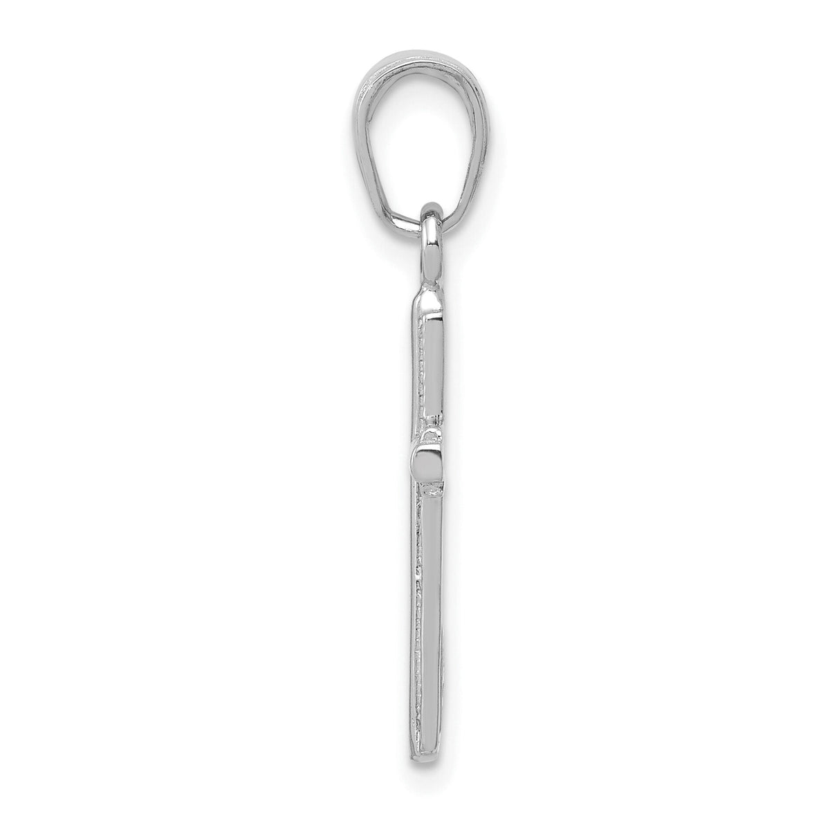14K White Gold Polished Cross With Striped Border Pendant-K5448W