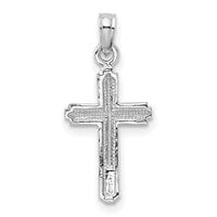 14K White Gold Polished Cross With Striped Border Pendant-K5448W