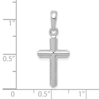 14K White Gold Polished Cross With Striped Border Pendant-K5448W