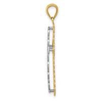 14K Two-tone Gold Polished 2 Level Cross Pendant-K5455
