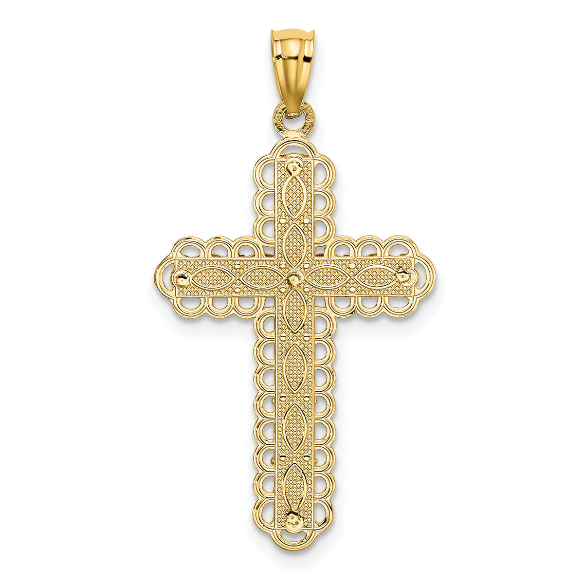 14K Two-tone Gold Polished 2 Level Cross Pendant-K5455