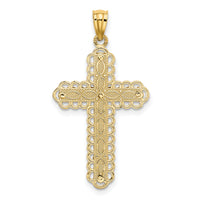 14K Two-tone Gold Polished 2 Level Cross Pendant-K5455