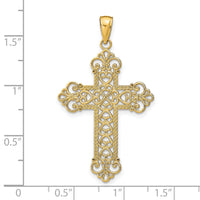 14K Polished Large Rope Frame Filigree Cross Pendant-K5456
