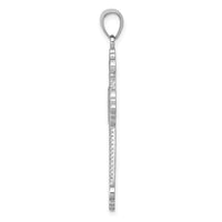 14K White Gold Polished Large Rope Frame Filigree Cross Pendant-K5456W