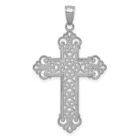 14K White Gold Polished Large Rope Frame Filigree Cross Pendant-K5456W
