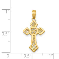 14K Polished Passion Cross W/Lace Center Pendant-K5457