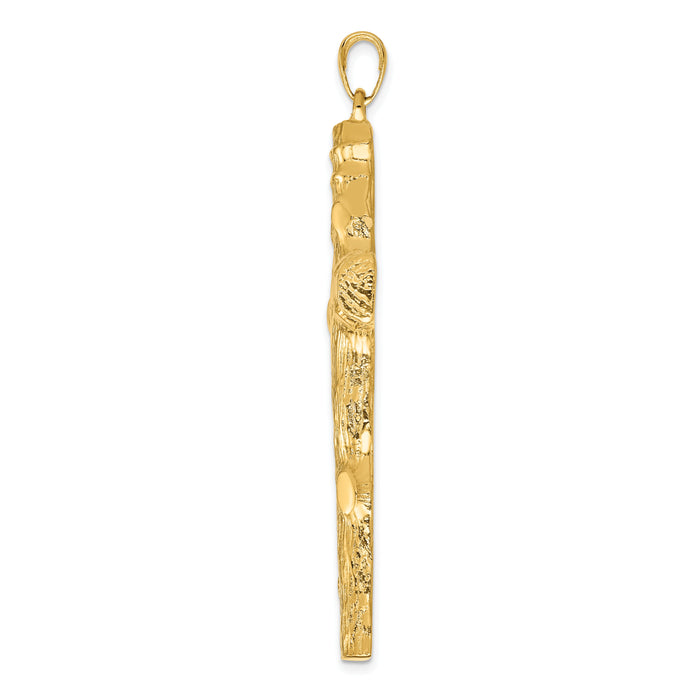 14K Large Tree Textured Cross Pendant-K5459